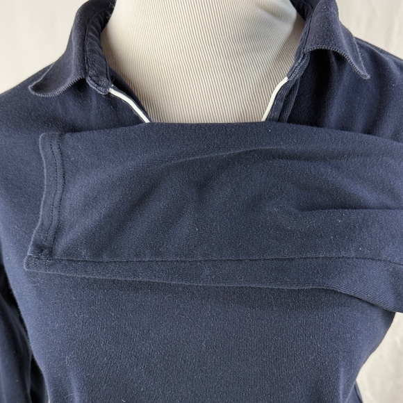 Tommy Hilfiger Women’s Navy V-Neck Cotton Long Sleeved Polo Top - Picture 4 of 8